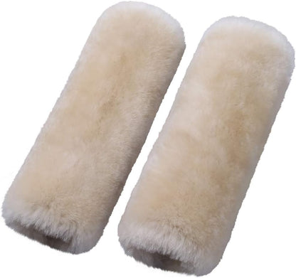OGLAND Authentic Sheepskin Car Seat Belt Pad,2 Pack Soft Seat Belt Cover for Shoulder Pad Neck Cushion Protector Car Accessories by Genuine Natural Merino Wool (Misty Gray) - Colors A