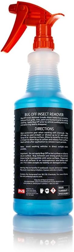 P&S Professional Detail Products Bug Off Insect Remover – Industrial-Strength Bug Splatter Cleaner, Safe for Paint, Trim & Grills, Pre-Wash Treatment, Easy Spray & Rinse Formula - 1 Gallon