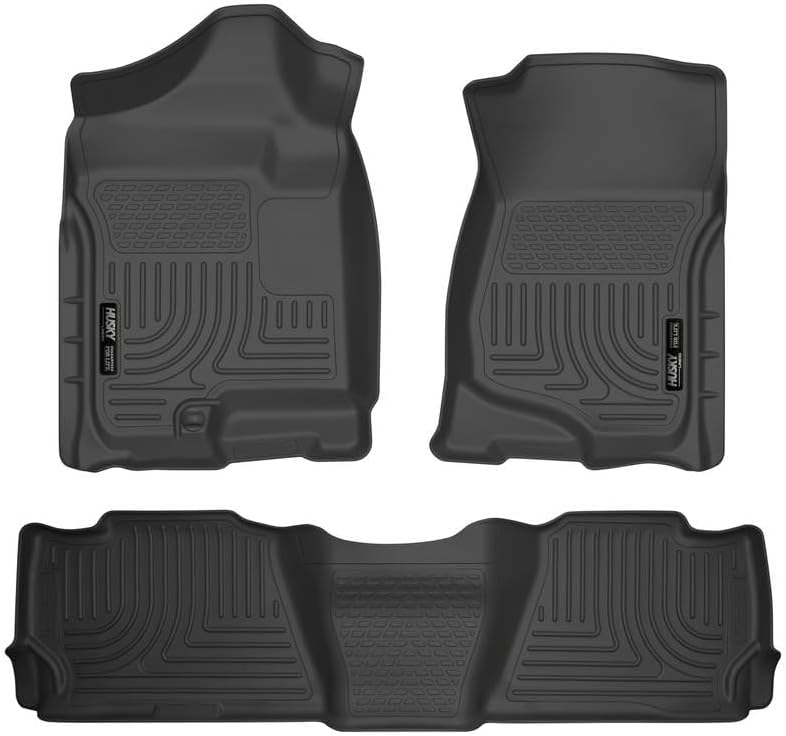 Husky Liners Weatherbeater Floor Mats | Fits 2007-2014 Cadillac Escalade, Chevrolet Tahoe & GMC Yukon | Front & 2nd Row, 3-pc Black - 98251