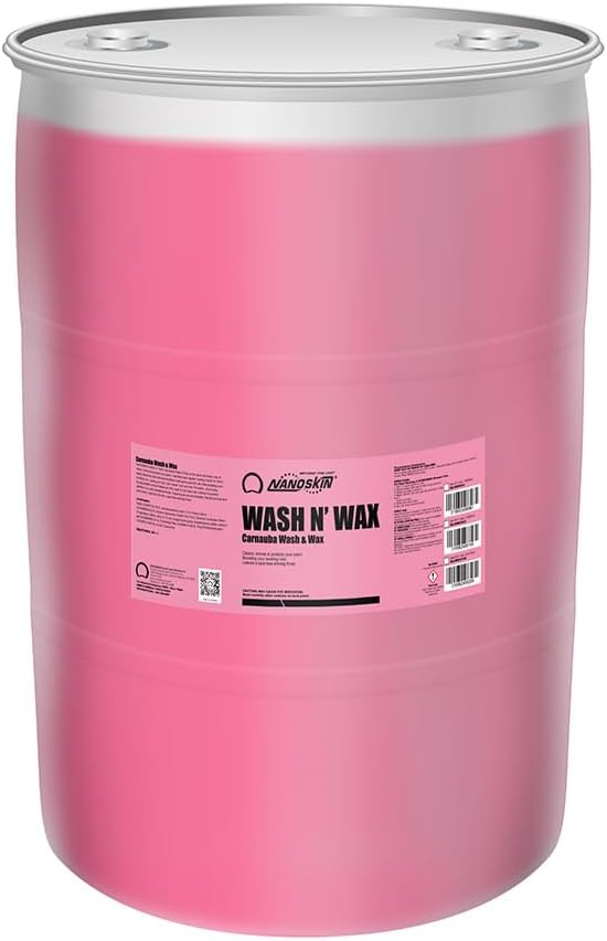 Nanoskin WASH N' WAX with Carnauba 5 gallons - Cleans & Shines in One Step | Works with Foam Cannon, Foam Gun, Bucket Washes, Pressure Washer | Carnauba Wax Protection for Cars