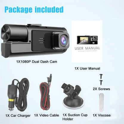 1080P Dual Dash Camera for Car Front and Inside Dashcam Car Security Video Recorder,170°Wide Angle Vehicle Cam,WDR,G-Sensor,2’’ IPS Screen,Loop Recording,Night Vision (Dual Dash Cam Without Card)