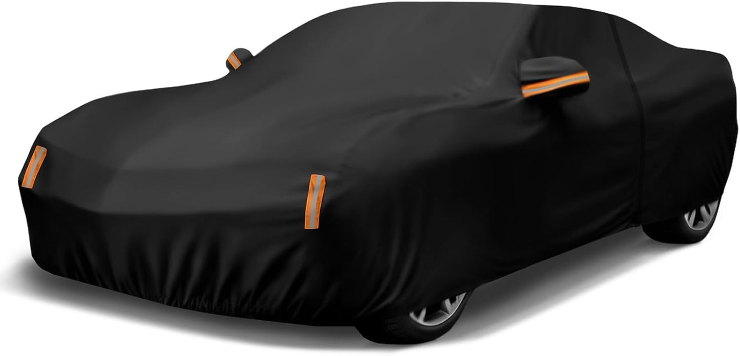 NEVERLAND Sedan Car Cover Waterproof Heavy Duty All Weather Protection Snow Anti-UV Windproof Outdoor Full Car Cover Fit for Automobiles BMW/Mercedes-Benz/Honda（for Car Size:183''L x 70''W x 59''H）