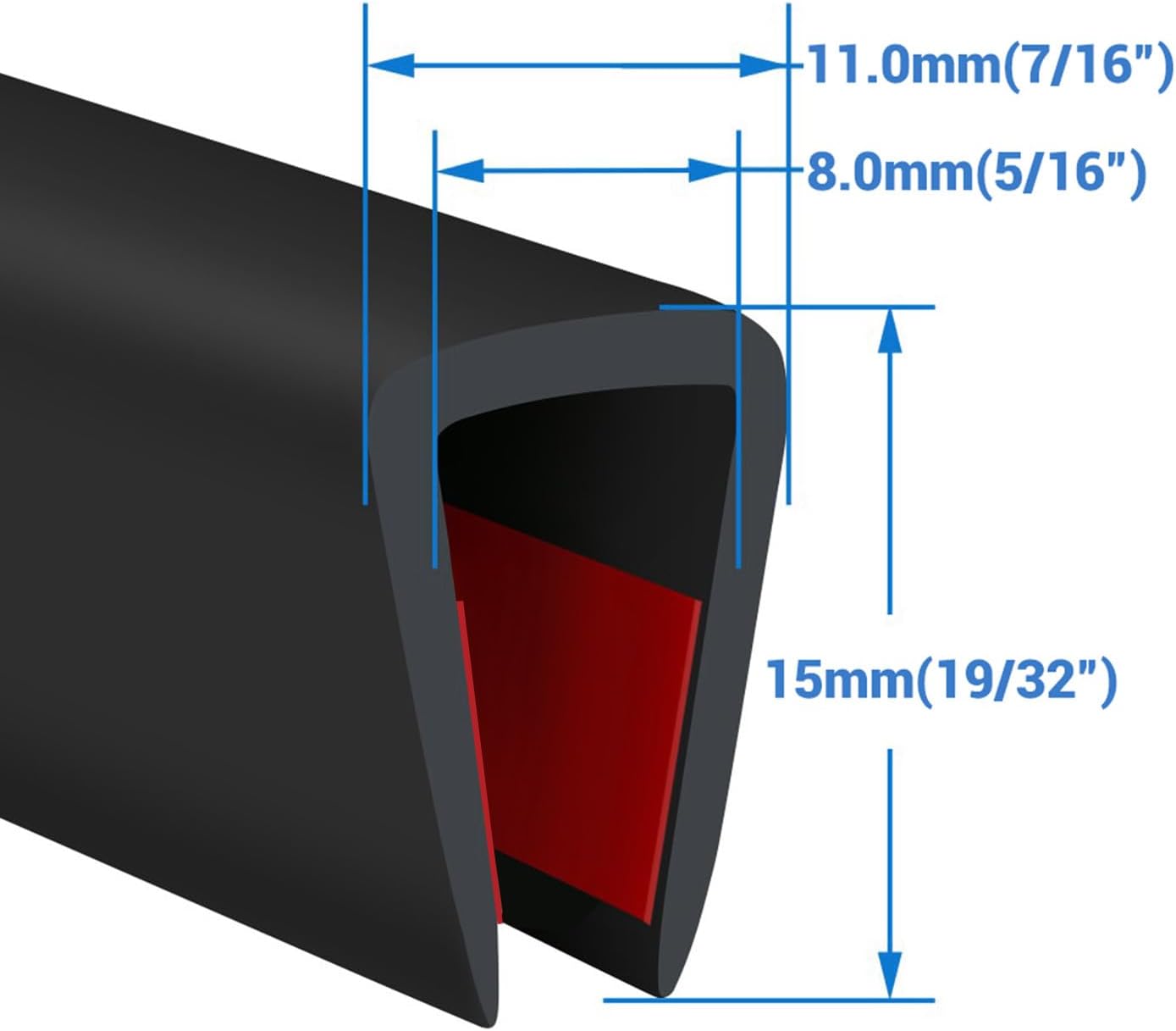 Rubber Edge Trim, Self-Adhesive Rubber Edge Trim, Edge Protector for Sheet Metal, EPDM Material, Fit 1/16"(1.0mm), Length 10Ft, Black Color, U Channel Edge Trim - Colors A
