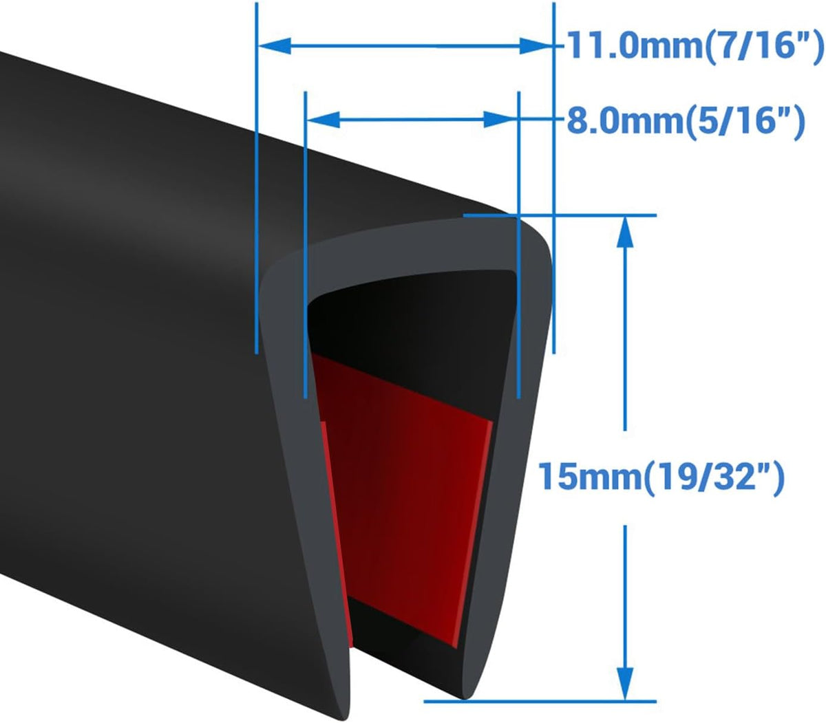 Rubber Edge Trim, Self-Adhesive Rubber Edge Trim, Edge Protector for Sheet Metal, EPDM Material, Fit 1/16"(1.0mm), Length 10Ft, Black Color, U Channel Edge Trim - Colors B