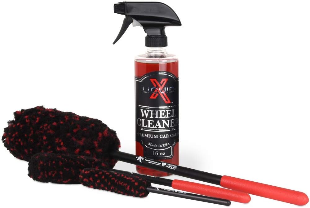 Liquid X Original Wheel Woolies Brushes 3 Piece Kit - Includes Angled Caliper Spoke Brush - USA Made - Black - New & Improved