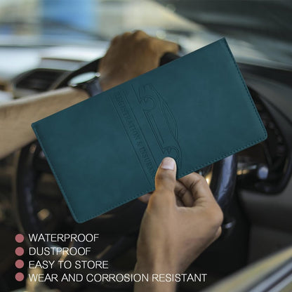Car Registration and Insurance Holder, Registration and Insurance Card Holder, Auto Glove Box Organizer with Magnetic Shut, PU Leather Automobile Documents Wallet for Cards (Dark Green)