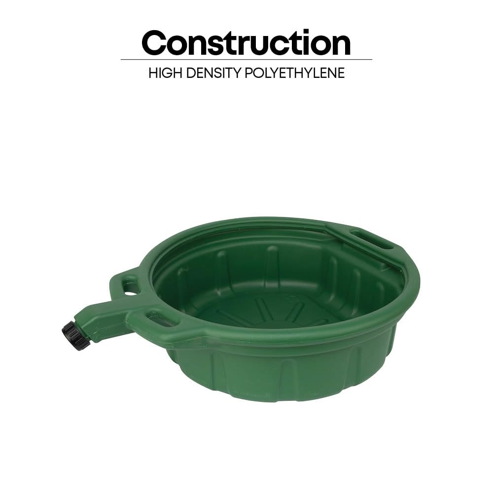 Groz 15 Quart Oil Drain Pan with Wheels & O-Ring Seal - 8" Wide Opening, Catch Basket, Leak-Proof Spout for Trucks, Cars, Fleet Maintenance (41966)