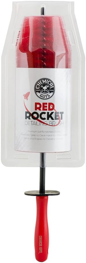 Chemical Guys Red Rocket Detailing Brush - Flexible Long-Reach Wheel and Rim Cleaning Tool for Cars, Trucks, SUVs, Motorcycles, and RVs - Safely Cleans Tight Spaces, Spokes, and Crevices