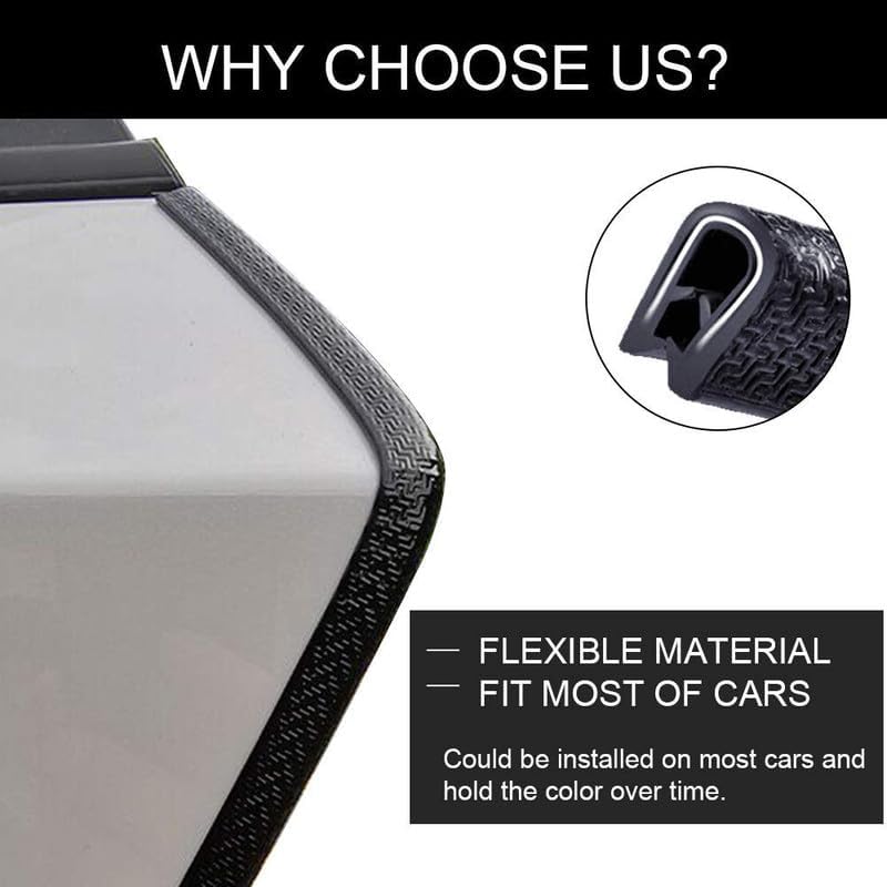 Winunite 32.8ft (10m) Car Door Edge Guards Black – Rubber, No Glue, U-Shaped, Built-in Metal Clips, Fits Most Vehicles, Fade-Resistant, Scratch- and Chip-Resistant – Reduces Dings in Parking Lots