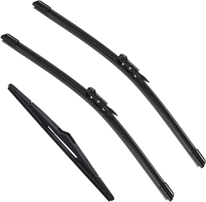 3 Pack Windshield Wiper Blades Compatible with Mazda CX-5 2017-2025 and CX-9 2016-2023, Front and Rear, 24" 18" 14" - Colors B