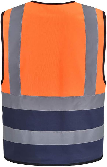 AYKRM 12 colour High visibility viz vest hi vis viz reflective work construction safety vest (XS-8XL) - Colors B