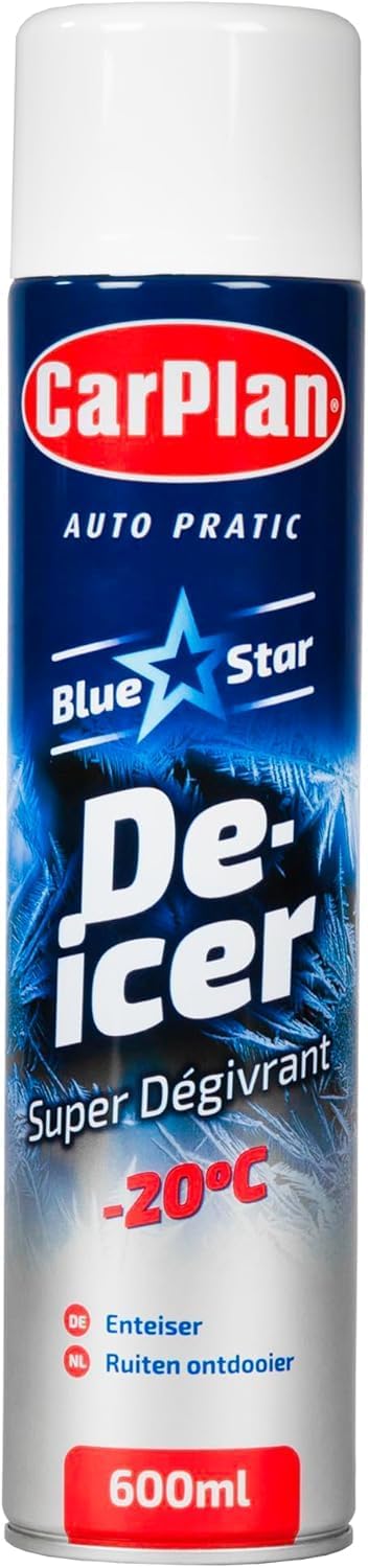 CarPlan Blue Star De-Icer Spray, 21 fl oz - Fast-Acting Aerosol Defroster for Car Windshield and Windows, Works in Extreme Cold -20C