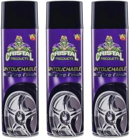 Cristal Products Untouchable Tire Shine Spray – Long-Lasting Wet Tire Finish for Deep Gloss & Protection – Waterproof Tire Shine, Easy Application, Premium Tire Cleaner Shine 8oz (1PK)