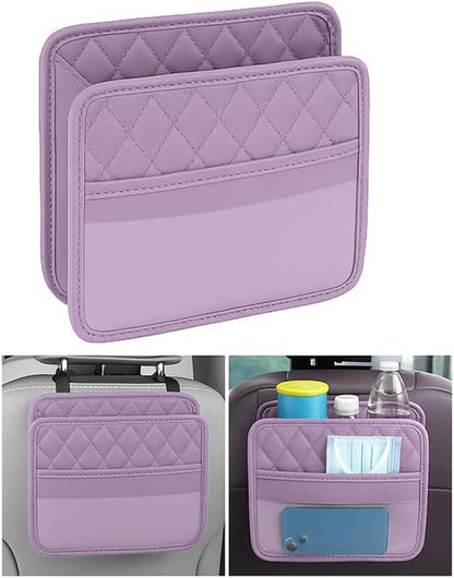 Mandark Car Seat Back Organizer, PU Leather Vehicle Backseat Hanging Storage Pocket, Multipurpose Auto Travel Essentials Accessories for Kids & Adults, Universal for Most Cars (Black)