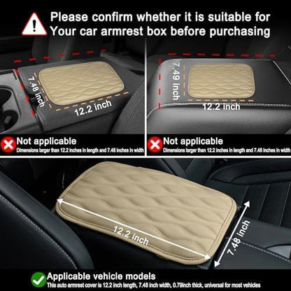 Amiss Car Center Console Cover, Upgraded Leather Car Armrest Cushion with 2 Storage Pockets, Universal Waterproof Cushion Pad, Non-Slip Car Interior Accessories, Fits Most Sedans SUVs Trucks (Black)