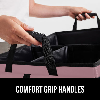 GORILLA GRIP Trunk Organizer for SUV and Cars, Large Capacity Collapsible Car Trunk Storage Organizer, Heavy Duty Car Accessories, Gifts for Mom and Dad, Slip & Water Resistant Multi Compartment Black