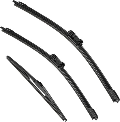 3 Pack Windshield Wiper Blades Compatible with Mazda CX-5 2017-2025 and CX-9 2016-2023, Front and Rear, 24" 18" 14" - Colors B
