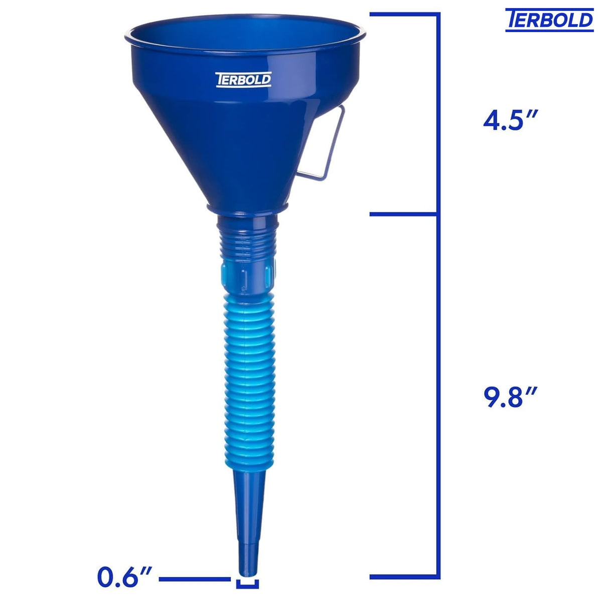 Automotive Flex Funnel with Hose | Wide Mouth Flexible Oil Funnel for Automotive Use - Gas, Transmission Fluid, Car Fuel, Oil Change (Blue)