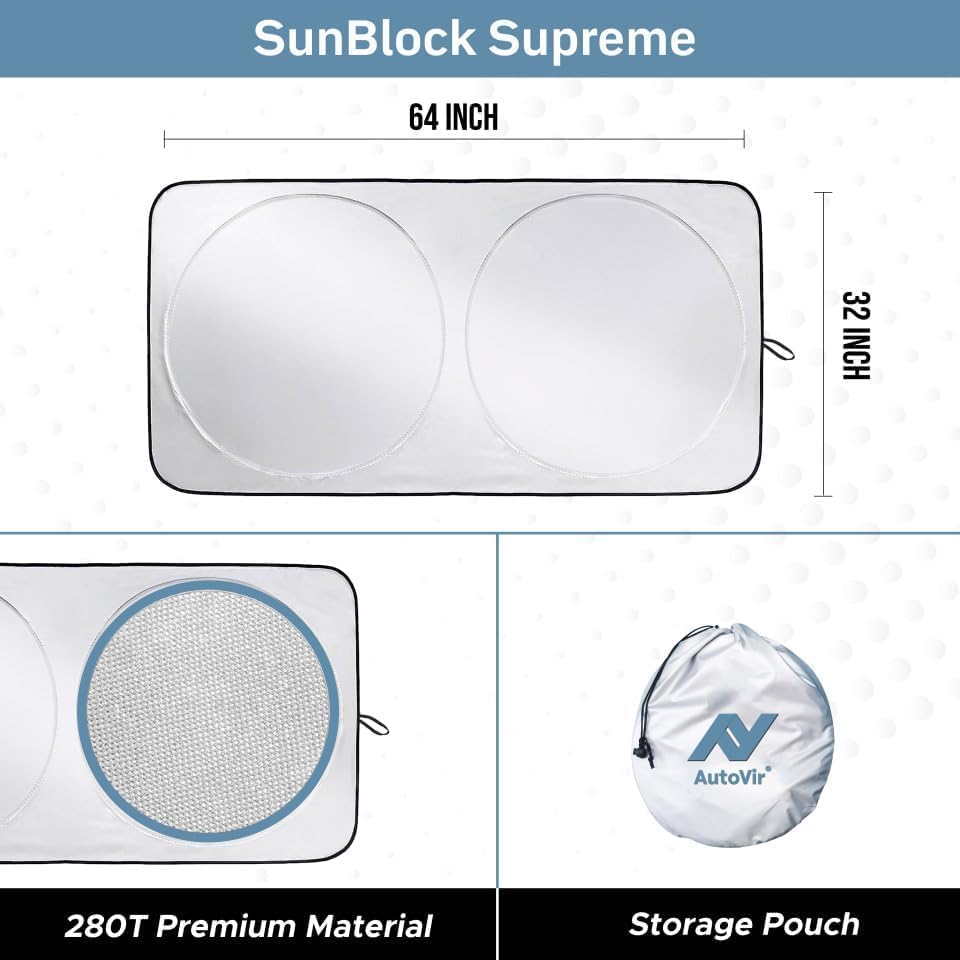 Autovir Sun Shade for Car Windshield - Medium