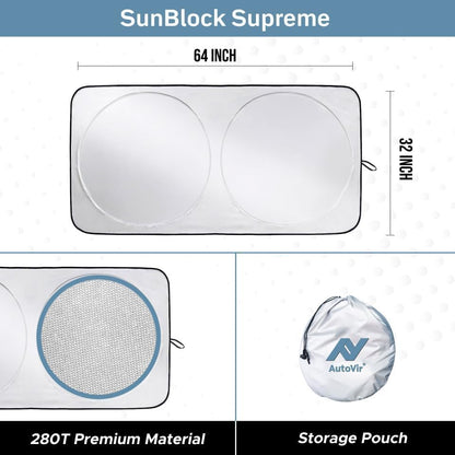 Autovir Sun Shade for Car Windshield - Medium