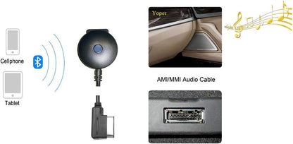 Yoper Bluetooth Kit for Mercedes-Benz MMI Car Interface Adapter | iPhone Android iPod Compatible, Music Integration, AUX Connector