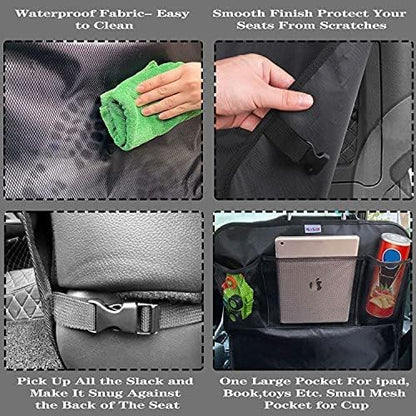 Meolsaek Kick Mats Back Seat Protector, Waterproof Oxford Seat Back Protector, Car Seat Back Protector for Kids, Back of Seat Protector for Kids Feet Car Seat (Black A -1pc)