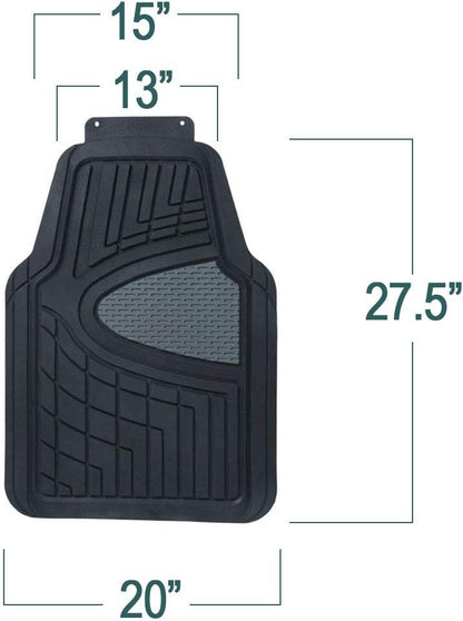 FH Group Automotive Floor Mats - Heavy-Duty Rubber Floor Mats for Cars, Universal Fit Full Set, Climaproof & Trimmable Floor Mats for Most Sedan, SUV, Truck, Black