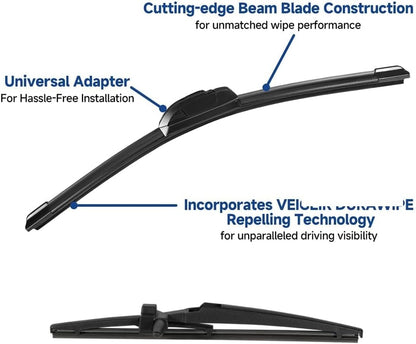 3 Pack Windshield Wiper Blades Compatible with Mazda CX-5 2017-2025 and CX-9 2016-2023, Front and Rear, 24" 18" 14" - Colors A