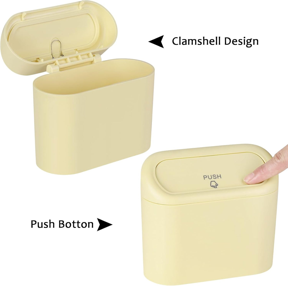 Accmor Car Trash Can with Lid, Mini Auto Dustbin Garbage Organizer Holder 2 Packs, Automotive Storage Container Bin with 60 Pcs Bags for Vehicle, Home, Office
