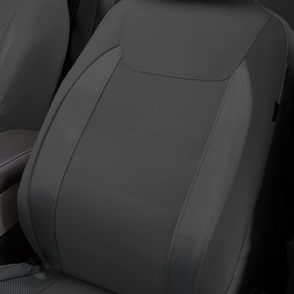 Flying Banner Carbon Fiber Leather Vehicle Seat Covers, Leopard Gray Black, Universal Fit - 8PCS