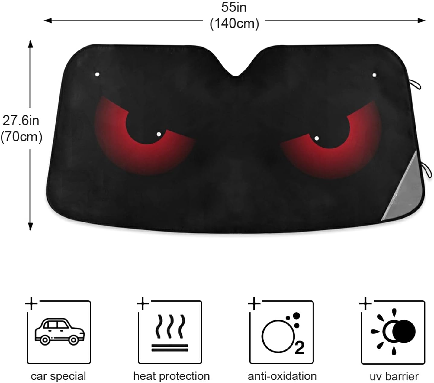 Black Leopard Car Windshield Sun Shade Animal Skin Print Foldable UV Ray Sun Visor Protector Sunshade to Keep Your Vehicle Cool (51" x 27.6")