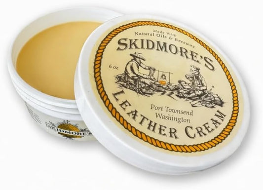 Skidmore’s Leather Cream: All-Natural, Non-Toxic Leather Conditioner - Made in USA Since 1984. Water Repellent Formula Restores Leather Couches, Car Seats, Boots, Shoes, Purses, Bags, and Tack. 6 Oz