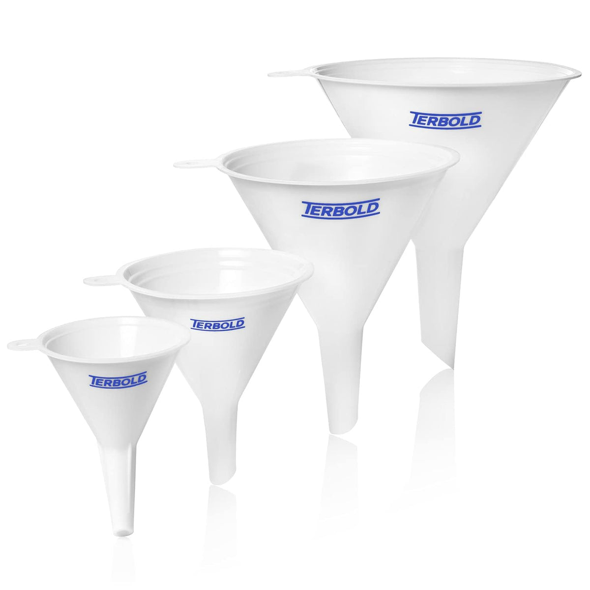 4pc Funnel Nesting Set in BPA Free Plastic for Kitchen Cooking, Car Oil, Home, or Lab Use (Black)
