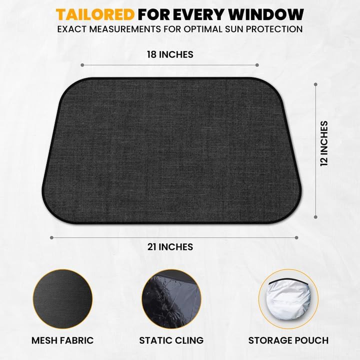 EcoNour Car Window Shades for Baby (4 Pack) | Protects Baby from Window Sun & Heat | Sun Shade Side Windows for Kids | Automotive Sun Protection from UV | Child Safety Accessories | Medium - 20"x12"