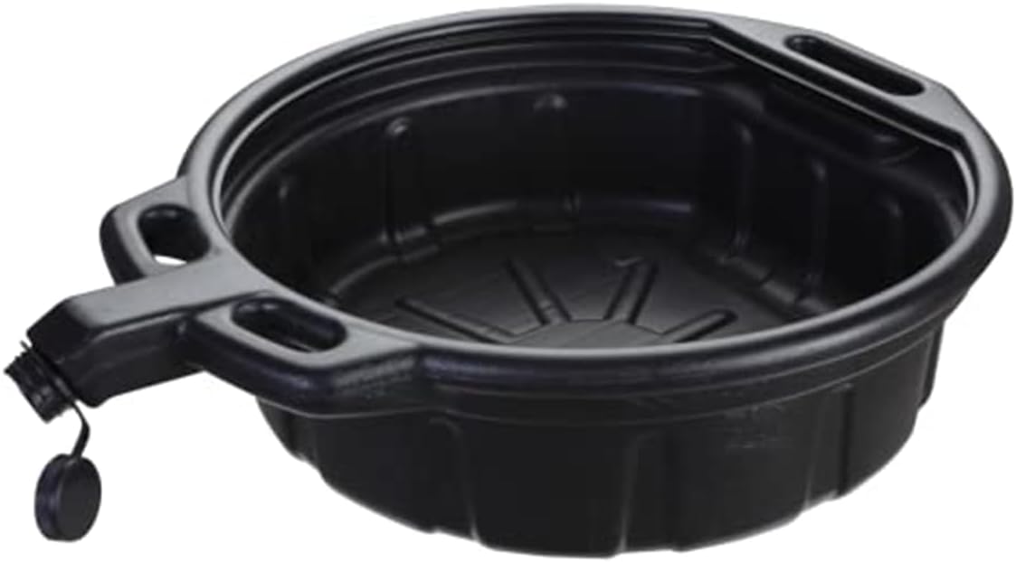 K Tool International 74645 Oil Drain Pan, 4.25 Gallon Capacity, High Density Polyethylene Construction, Chemical Resistant Design, Anti Splash Baffles, Large Spout