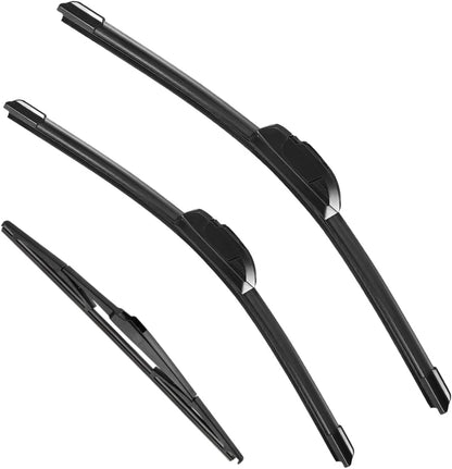3 Pack Windshield Wiper Blades Compatible with Mazda CX-5 2017-2025 and CX-9 2016-2023, Front and Rear, 24" 18" 14" - Colors A