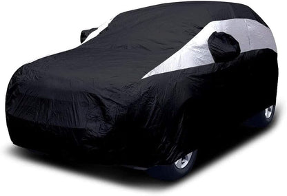 Titan Jet Black Poly 210T Car Cover for Sedans 186-202". Waterproof, UV Protection, Scratch Resistant, Driver-Side Zippered Opening. Fits Camry, Accord and More.