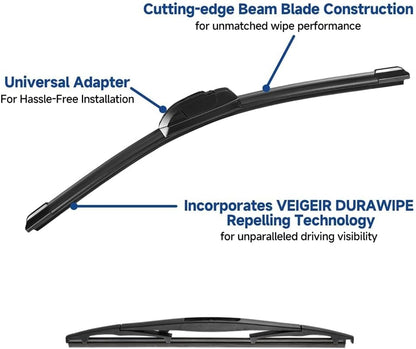 3 Pack Windshield Wiper Blades Compatible with Mazda CX-5 2017-2025 and CX-9 2016-2023, Front and Rear, 24" 18" 14" - Colors A