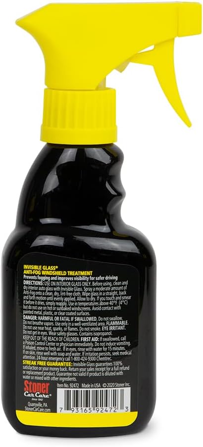 Invisible Glass 92472 Anti-Fog Interior Windshield Treatment Car Glass Defogger Cleaning Spray Prevents Windshield Fogging To Improve Driving Visibility, No Streaks or Haze, 8 Fl Oz, Pack of 1