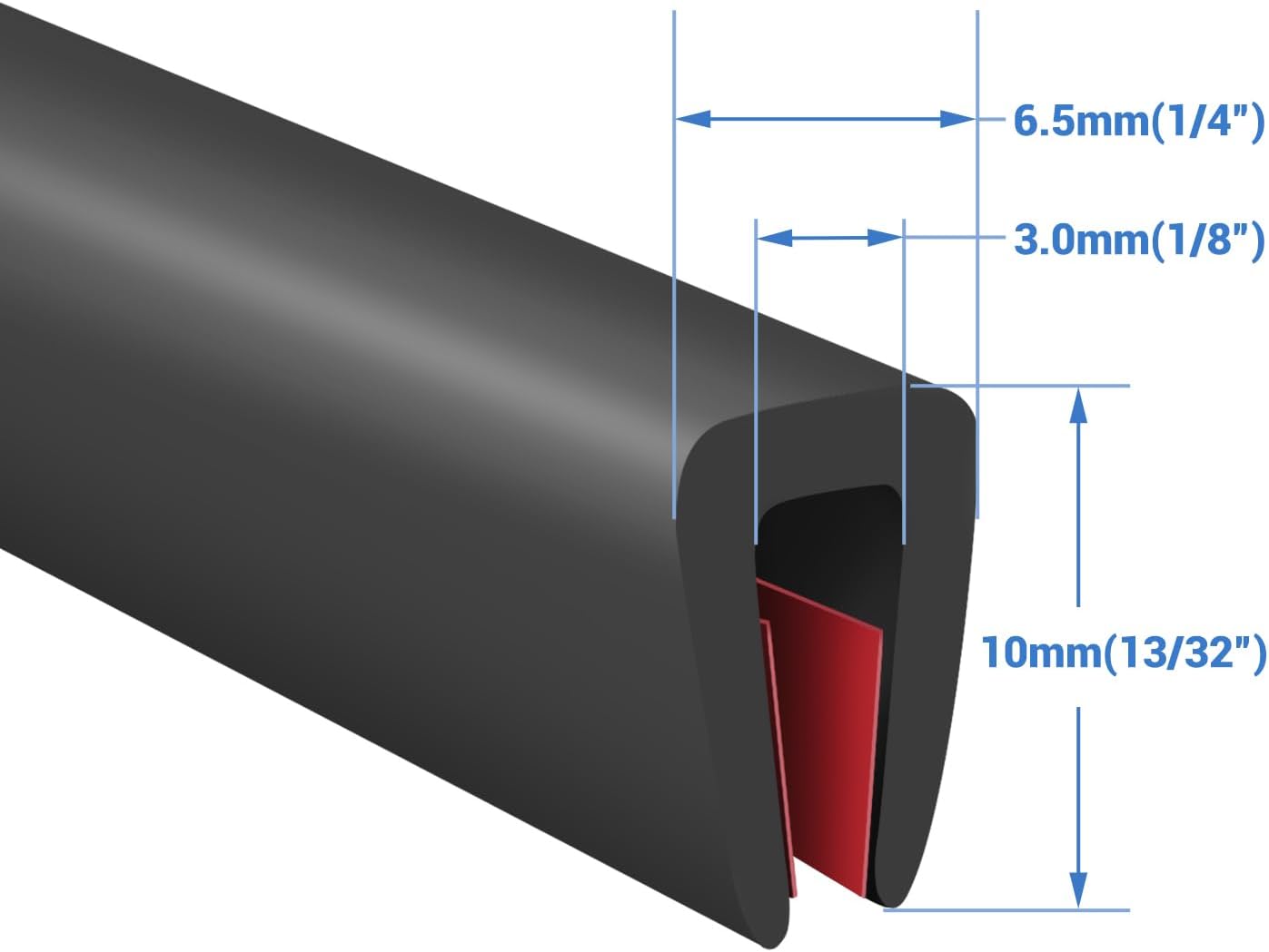 Rubber Edge Trim, Self-Adhesive Rubber Edge Trim, Edge Protector for Sheet Metal, EPDM Material, Fit 1/16"(1.0mm), Length 10Ft, Black Color, U Channel Edge Trim - Colors B