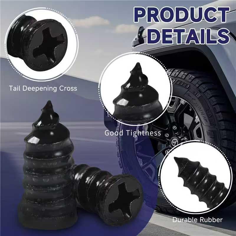 60 Pcs Tire Repair Screws, Tire Patch Kit, Screw in Tire Plugs,Quick Tool Tire Plugs, Self-Service Tire Repair Rubber Nail Kit for Patching Punctures in Vacuum Tires of Cars, Motorcycles (60)