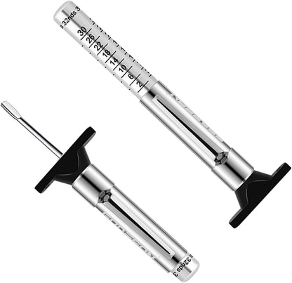 GODESON Tire Tread Depth Gauge,Metal Tread Depth Gauge with Clip,Tire Depth Gauge 32nds for car, Truck, Vehicle, Motocycler etc(Pack of 2)
