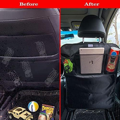 Meolsaek Kick Mats Back Seat Protector, Waterproof Oxford Seat Back Protector, Car Seat Back Protector for Kids, Back of Seat Protector for Kids Feet Car Seat (Black A -1pc)