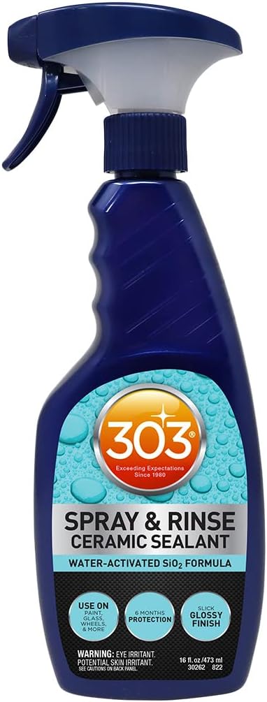 303 Products Spray & Rinse Ceramic Sealant – Quick Ceramic Coating – Water-Activated SiO2 Formula – 6 Months of Protection – Water Repellent Ceramic Spray – Easy to Use – 16 Oz (Pack of 1) (30262)
