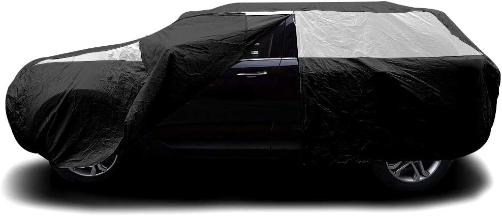 Titan Jet Black Poly 210T Car Cover for Sedans 186-202". Waterproof, UV Protection, Scratch Resistant, Driver-Side Zippered Opening. Fits Camry, Accord and More.