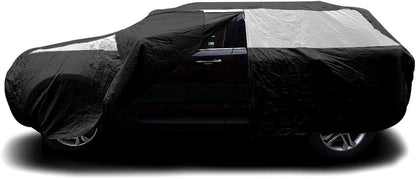 Titan Jet Black Poly 210T Car Cover for Sedans 186-202". Waterproof, UV Protection, Scratch Resistant, Driver-Side Zippered Opening. Fits Camry, Accord and More.