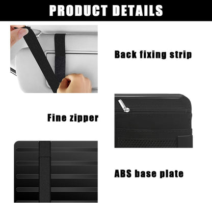 Yourkar Car Sun Visor Organizer, Soft Leather Surface Eyeglasses Note Card Holder Car Storage Bag, Scratch-Resistant Waterproof Auto Sunshade Organizer Bag, Car Accessories (Gray)