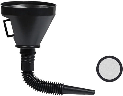 ZIMISI Wide Mouth Oil Funnel with Handle, Flexible Funnel with Hose Extension, Mesh Screen Filter, Oil Change Funnels for Automotive Use, Fits Liquid, Diesel, Kerosene, Gasoline (1PCS)