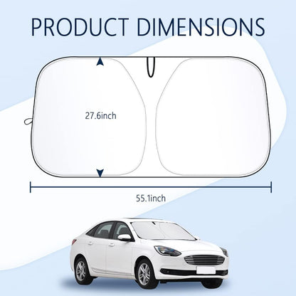 300T Thickened Automotive Glass Sunshade and Comes with Storage Bag,Keep Car Interior Cool,Universal Windshield Sun Shade Fit for Cars,Trucks,SUVs (L: 57.08 * 31.5 inch)