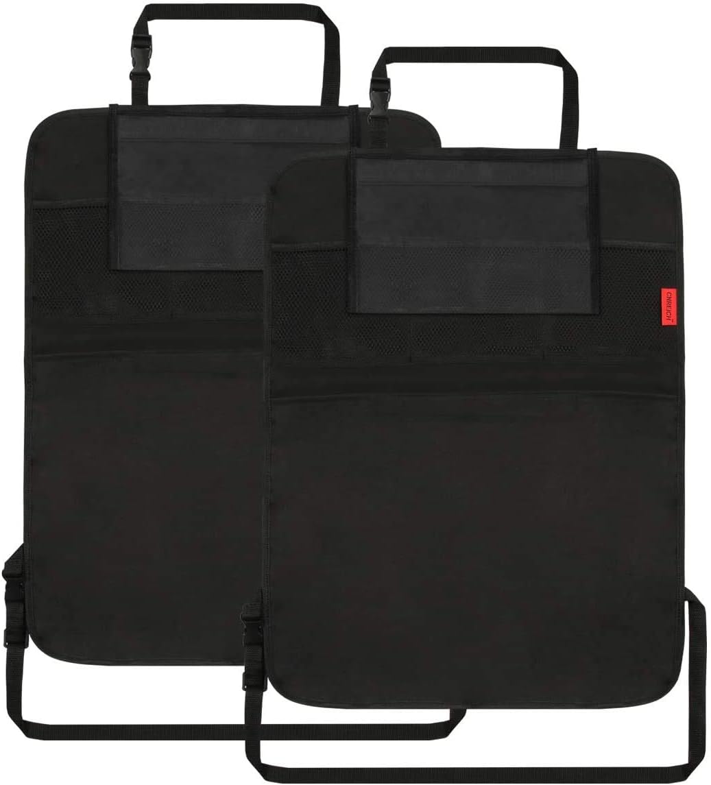 Kaiphy Car Backseat Organizer Premium Quality Car Kick Mats with 10" Tablet Holder - Extra Large Pocket- Sturdy Top 2Pack